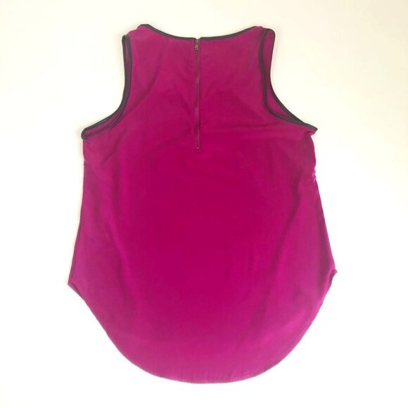 Kenneth Cole Tank Women's Size L Magenta Faux Leather Trim Flowy Sleeveless Top - Picture 9 of 10